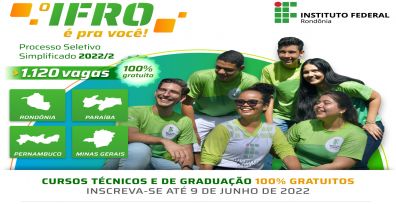 Inscrições para Vestibular 2022/2 do IFRO terminam hoje (9)